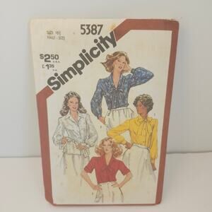 Simplicity Vintage 5387 Pattern 1981 Blouse Top Size 18.5 UNCUT Classic